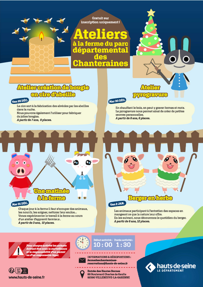 ateliers pour enfants à la ferme du parc des chanteraines