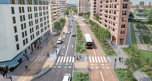 voies cyclables, voie de bus, voies de circulation et larges trottoirs : projection de l'avenue de la Liberté 