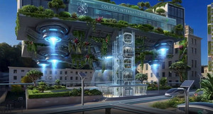 La fa&ccedil;ade du lyc&eacute;e de S&egrave;vres imagin&eacute;e dans le futur