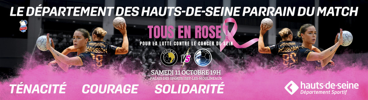 Le Département des Hauts-de-Seine ets le parrain du match de Paris92 du 11 octobre 2025. un match joué sous les couleurs d'Octobre rose. 