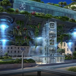La fa&ccedil;ade du lyc&eacute;e de S&egrave;vres imagin&eacute;e dans le futur