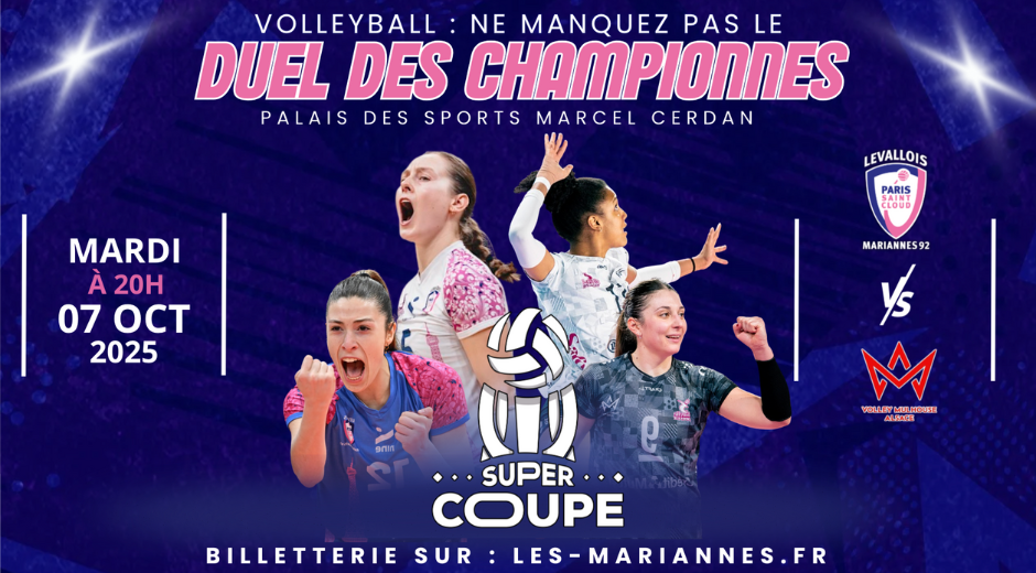 Affiche du match de Super Coupe de volley-ball féminin opposant les Mriannes 92 à Mulhouse le 7 octobre