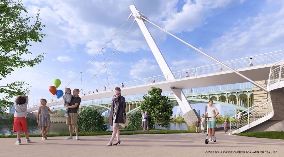 Asnières-sur-Seine et Clichy-la-Garenne reliées par une passerelle accessible aux mobilités douces La passerelle vue depuis les quais de Seine