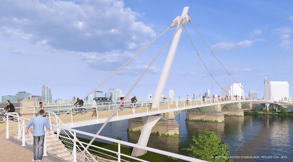 La future passerelle reliant Asnières-sur-Seine à Clichy-la Garenne la passerelle vue depuis la rive
