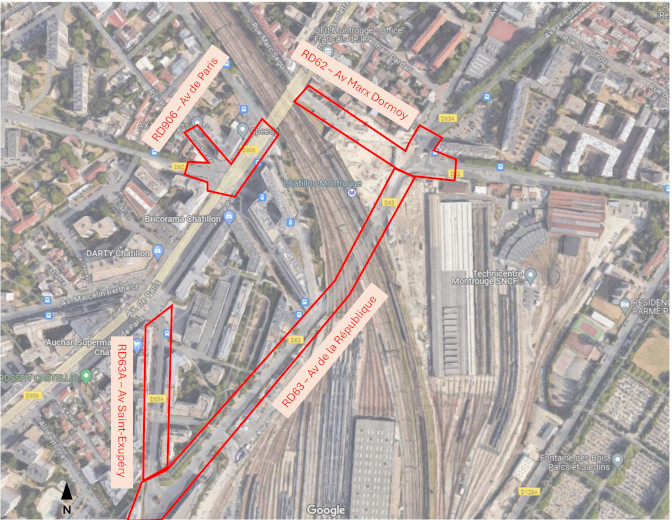 Plan d'emprise des travaux au pôle gare Châtillon-Montrouge Plan d'emprise des travaux du pôle gare Châtillon-Montrouge