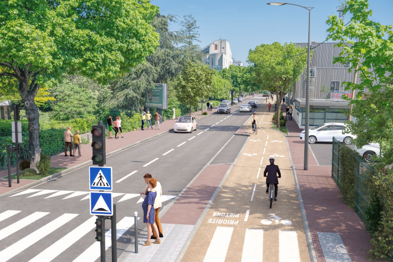 La nouvelle piste cyclable au niveau du pôle gare Châtillon-Montrouge